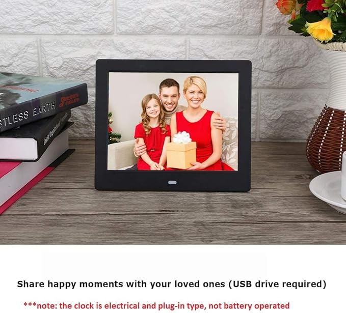 Véfaîî 19 Alarms Dementia Clock 8 Inch Large Display, Auto DST, 10 Levels Auto Dimmable, Non-Abbreviated Date and Day Calendar Clock for Seniors, with Power Adaptor, Picture Frame Feature