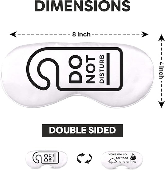 VITYA White Do Not Disturb/Wake Me Up Double-Sided Silk Sleep Mask for Women/Men | Sleep Mask Light Blocking | Soft Breathable Sleep Eye Mask for Traveling on Airplane | Eye Mask with Elastic Strap