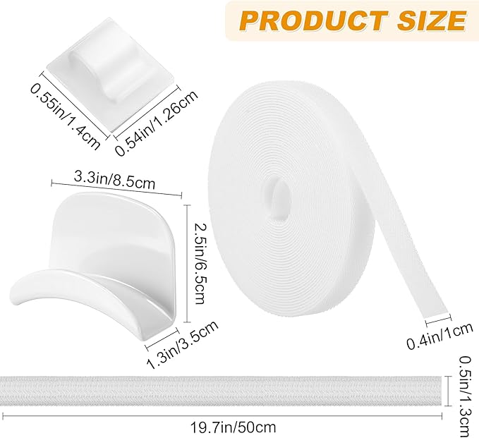 40 Pcs Cable Management Organizer Kit Include Retaining Wire Clips Wire Organizer Sleeve Cable Ties Headphone Hanger Holder for Computer (White)