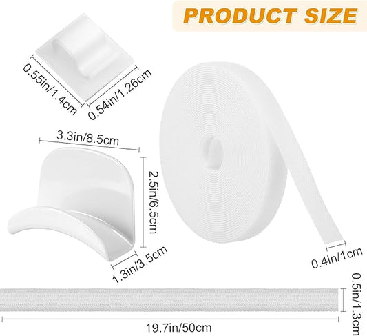 40 Pcs Cable Management Organizer Kit Include Retaining Wire Clips Wire Organizer Sleeve Cable Ties Headphone Hanger Holder for Computer (White)