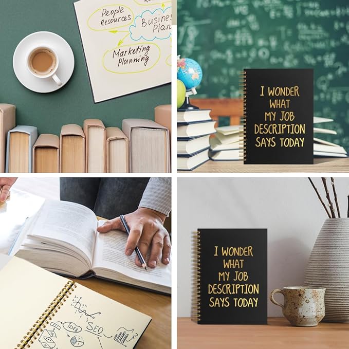 I Wonder What My Job Description Says Today Blank 80 Sheets 160 Pages Spiral Notebook, Funny Sarcastic Office Gifts for Coworker Friend, New Job Gifts for Colleague Intern