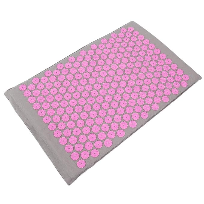 Acupressure Mat and Pillow Set for Back Neck and Muscle Relaxation Yoga Mat Acupressure Massage Pad 68 x 42 cm(Light Gray Buckle)