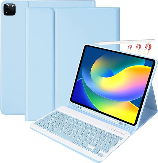 besky Keyboard Case for iPad Pro 12.9 inch (5th, 6th Generation) & New Air 13 inch M2 (Only Applies to 3 iPads Model) - Wireless Detachable Keyboard- Pencil Holder, with Auto Sleep/Wake Function