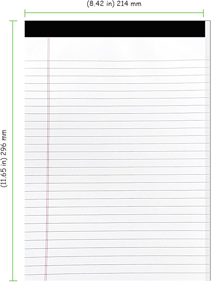 8 Pack Legal Pads 8.5x11, White Note Pads, 50 Sheet Writing Note Pad with Sturdy Cardboard Backing for Office, Daily Planning