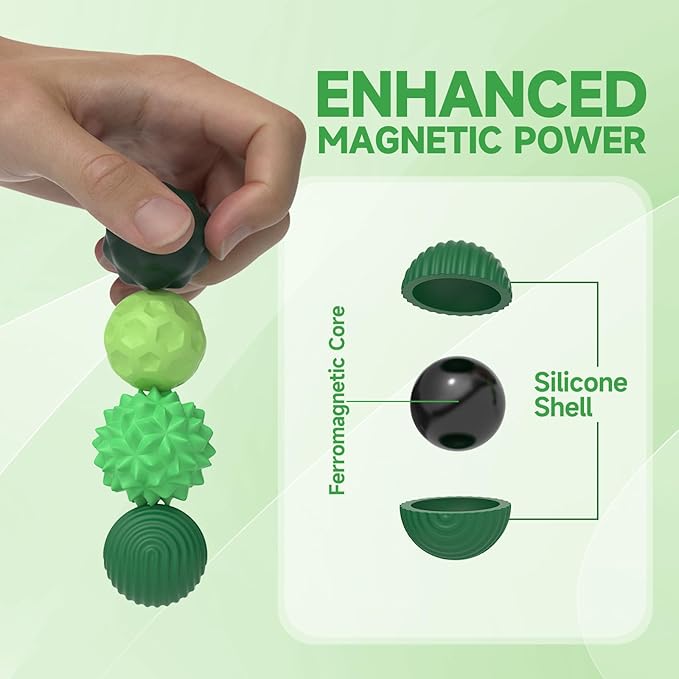 Magnetic Balls Fidget Toy Adults - 8pcs Sensory Attraction Stress Balls with Silicone Shell for Adults to Calm Restless Hands Anxious Mind, Office Desk Stress Magnetic Fidget Balls for Anxiety Relief