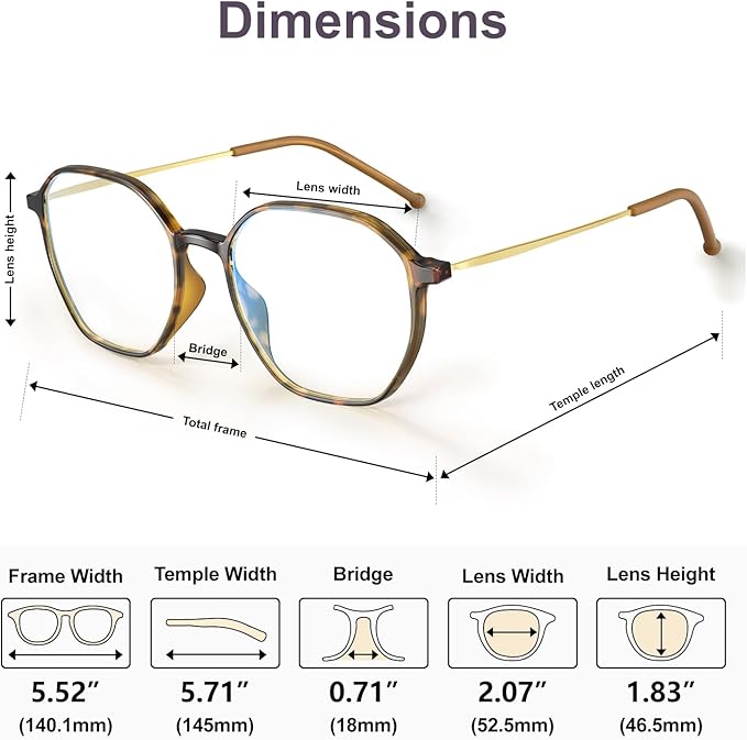 VISOONE Lightweight TR90 Blue Light Blocking Glasses Frame with Anti Glare Eye Protection for Women and Men RANE