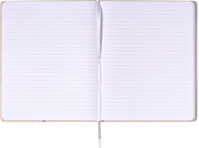 WORLD TRAVELER Eccolo Large Lined Journal Notebook, Hardbound Linen Cover, Writing Journal, 256 Ruled Cream Pages, Ribbon Bookmark, Lay Flat, Desk Size for Work or School (Floral, 8x10 inches)