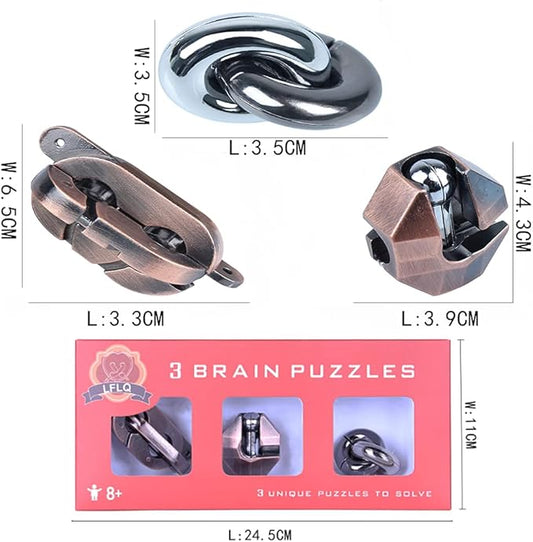 Brain Teaser Puzzle for Adults Puzzles Metal Hole Lock Adult Educational Toy Jigsaw IQ Puzzle (Red)