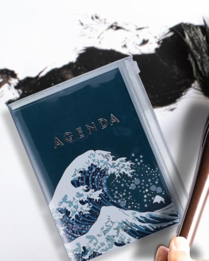 MARK'STYLE A6 Weekly Vertical Planner 16 Months (Sep. 2025 – Dec. 2026) with Soft Transparent PVC Cover,Refillable, Pocketed, for Daily Organizing & Planning (Wave Navy)