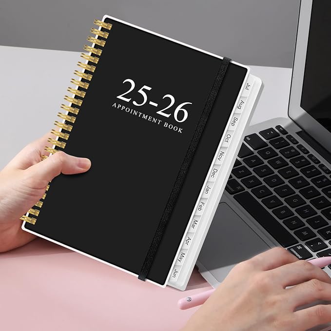 2025-2026 Appointment Book & Planner - Hourly Planner from July 2025 - June 2026, Weekly Appointment Book 2025-2026 with 30-Minute Interval, 6.4" x 8.5", Black