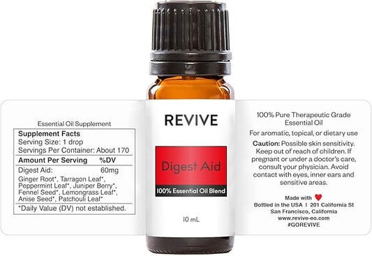 Digest Aid Essential Oil Blend by Revive Essential Oils - 100% Pure Therapeutic Grade, for Diffuser, Humidifier, Massage, Aromatherapy, Skin & Hair Care