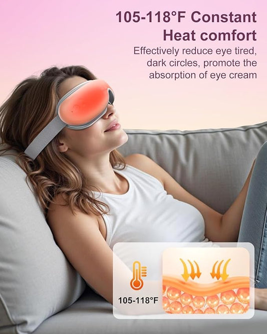 Eye Massager with Heat & Bluetooth Music, Relaxation Gift for Women, Help Alleviate Eye Strain, Promote Better Sleep, Comfortable and Soothing Eye Care Device (Pink)