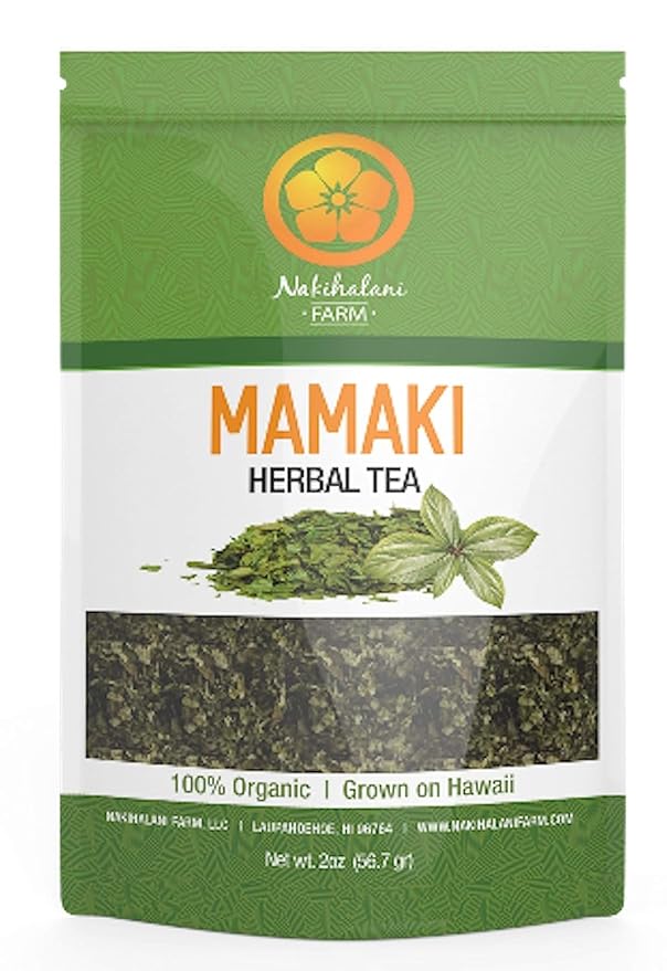 Nakihalani Farm Organically Grown Hawaiian Mamaki Tea (2oz) - Caffeine-Free Herbal Tea - Antioxidant-Rich, Supports Digestion, Promotes Relaxation