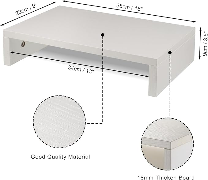 Computer Monitor Stand Riser Wood 2 Pack Dual Monitor Stand Riser for 2 Monitors Shelf Stand Desk Organizers for PC Screen White