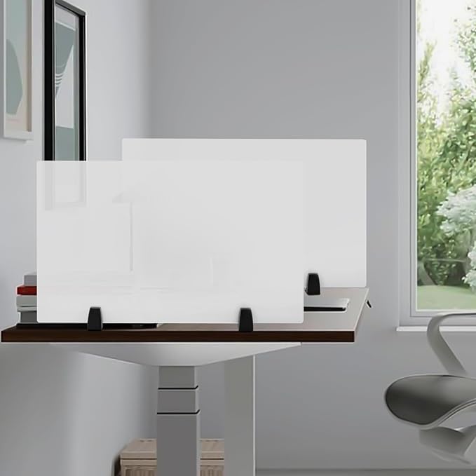 2 Pack Clamp-on Desk Privacy Panels, Frosted Acrylic Desk Dividers for Office School Call Center Reception Area, Noise and Visual Distractions Reducing Table Divider- 30" x 18"