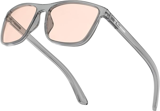 Bloomoak Rose Tinted Photochromic for Indoor/Outdoor UV 400/Migraine Relief Glasses for Fluorescent LED Glare/Photophobia