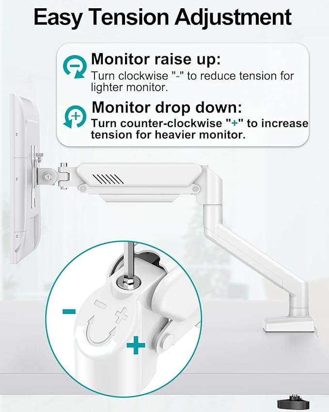 Dual Monitor Arm Desk Mount Fits 13 to 32 inch Computer Screens, Holds 4.4 to 22lbs Display VESA Mount, Adjustable Double Monitor Stand with Clamp/Grommet Base, 75/100mm Bracket, White, Freelift