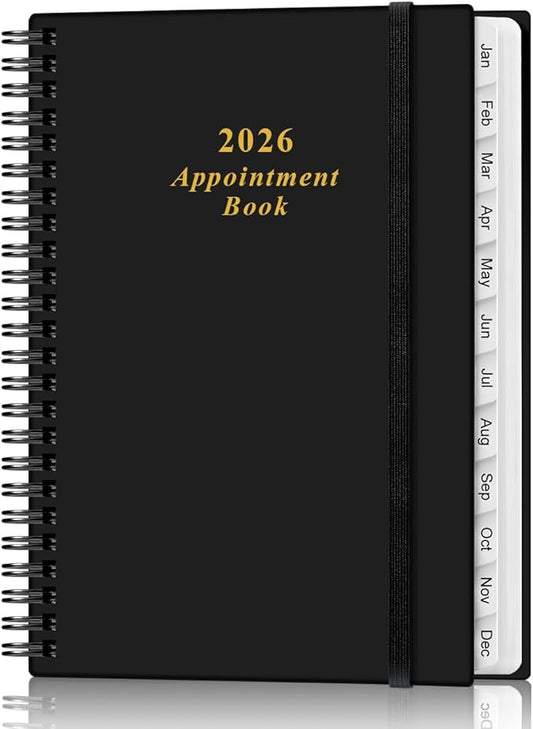 2026 Appointment Book & Planner - 2026 Daily Hourly Planner from January 2026 - December 2026, Weekly Appointment Book with 30-Minute Interval, Medium 6.4" x 8.5", Black-B