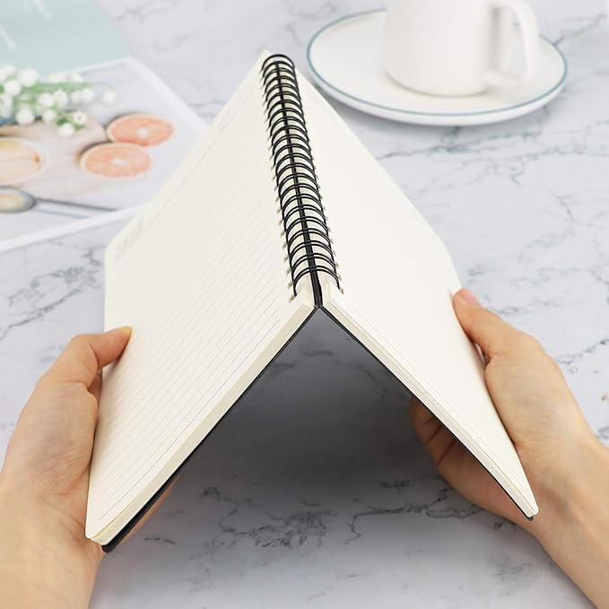 EUSOAR Spiral Notebook, A5 1pack 160 Pages 5.5"X8.3" Black College Ruled Hardcover Lined Travel Writing Subject Notebooks Journal, Memo Notepad Sketchbook, Students Office Business Diary Book Journal