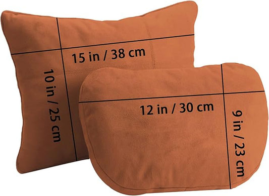2PCS Car Pillow for Car Neck Pillow for Driving Seat Lumbar Support Soft Cushion with Extra Filling Accessories Back Support for Travel Nap and Trips Sleeping(Brown, Head and Lumbar)
