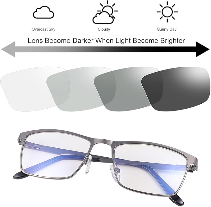 YIMI Mens Blue Light Glasses Men Computer Gaming BlueLight Blocking Glasses Metal Anti Eyestrain Clear Lens Eye Protection