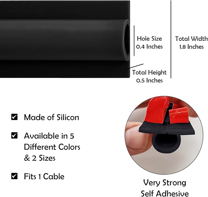 Rubber Bond TV Cord Hider Cable Protector - Strong Self Adhesive Wall Cord Cover Cable Hider - Low Profile Cable Management Wall Cord Concealer Cable Raceway