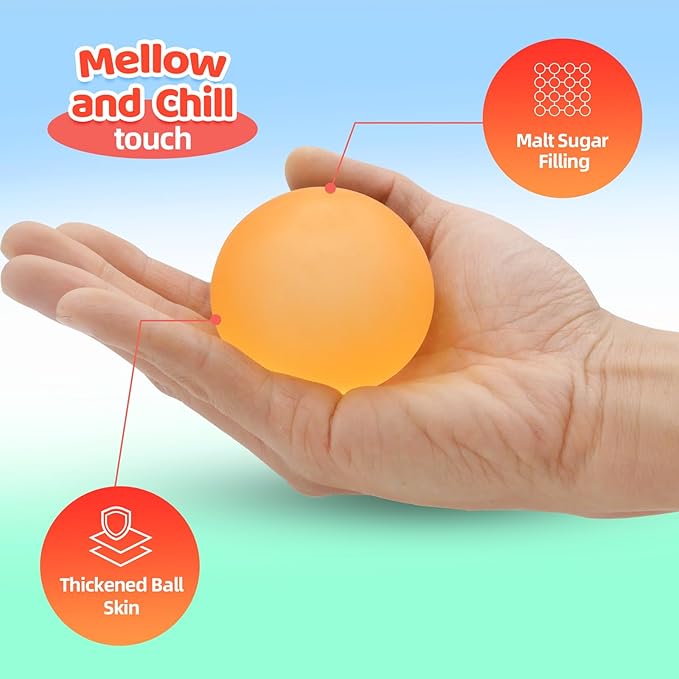 6 Pack Squishy Stress Balls Fidget Toys for Adults Kids, Sensory Stress Cube Anxiety Stress Relief Toy with Thick Substance, Slow Rising Calming Toys Stretchy for Classroom, Malt Sugar Ball
