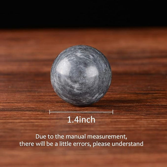 BRABUD Marble Hand Balls Dark Grey Chinese Health Exercise Baoding Balls Stress Relief 1.4'' BS004