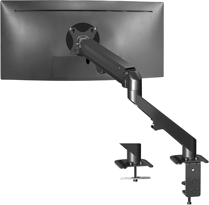 VIVO Articulating Single 17 to 27 inch Pneumatic Spring Arm Clamp-on Desk Mount Stand, Fits 1 Monitor Screen with Max VESA 100x100, Black, STAND-V101O