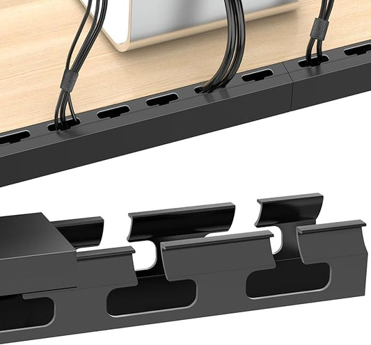 Upgraded Cable Management Under Desk with Big Hole,61(4X15.4) Inch Open Slot Cable Raceway Kit,Wire Cover and Desk Cable Organizer for Home & Office,Cord Hider Management to Hide Tv/Computer