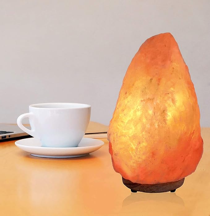 UMAID Himalayan Salt Lamp 8-10 inch (7-11 lb) with Dimmable Switch and Night Light Bulb on Handcrafted Wooden Base, Natural Pink Rock Salt Lamp