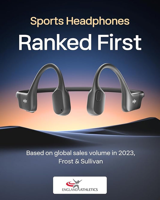 SHOKZ OpenRun Mini with USB-C Charging - Open-Ear Bluetooth Bone Conduction Sport Headphones - Sweat Resistant Wireless Earphones for Workouts and Running - Built-in Mic, with Hair Band - Black