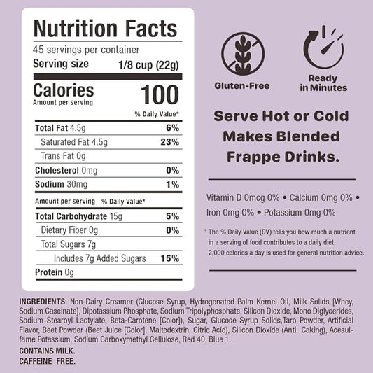 YULU FOODS Taro Milk Tea 2.2 Lb (1 Count), Powdered Instant Milk Tea Drink Mix, Serve Hot or Cold, Makes Blended Frappe Drinks