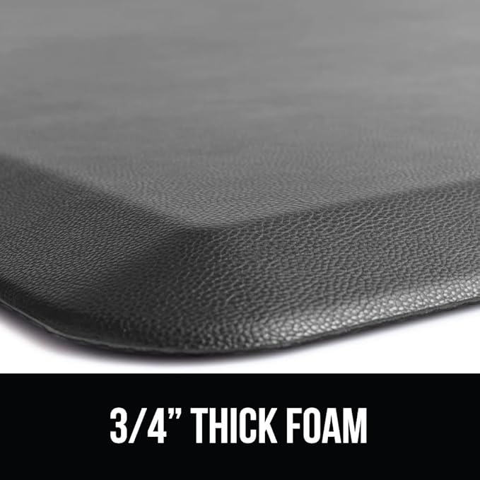 GORILLA GRIP Comfortable Cushioned Kitchen Mats for Floor, 70x24, Waterproof and Stain Resistant Soft Top, 3/4 Inch Thick Ergonomic Standing Desk Anti Fatigue Mat, Foam Supports Ankles and Feet, Gray