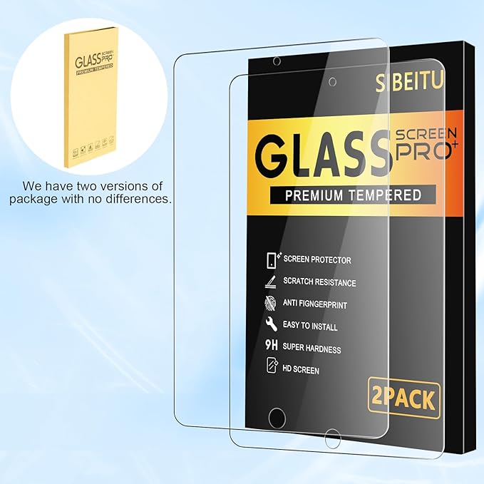 SIBEITU Screen Protector for iPad Mini 5/4th Generation, 9H HardnessTempered Glass Film Guard 7.9 inch (2 Pack)