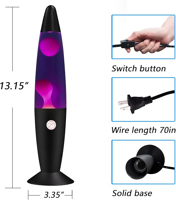 Purple Liquid Motion Lamp for Adults and Kids Magma Motion Lamps with White Wax Flows for Home Christmas Thanksgiving Day Decoration Cool Nightlight Lamp with Black Base