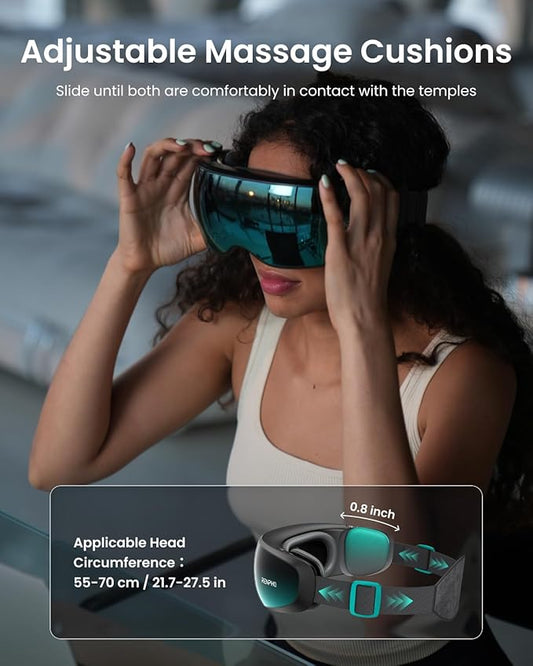 RENPHO Eyeris Caligo Eye Massager with Mist & Temple Massage, Slidable Temple Massager for Migraines, Birthday Gifts for Mom Dad Women Men Her Him, Eye Mask,Head Circumferences 21.7in to 27.5in