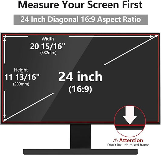 Computer Privacy Screen Protector 24 Inch with Hp Dell Acer Asus Samsung LG and More, Removable Security Shield Filter for 16:9 Aspect Ratio Monitor Like ViewSonic Sceptre AOC Koorui BenQ (24" Diagonal 16:9 1 Pack)