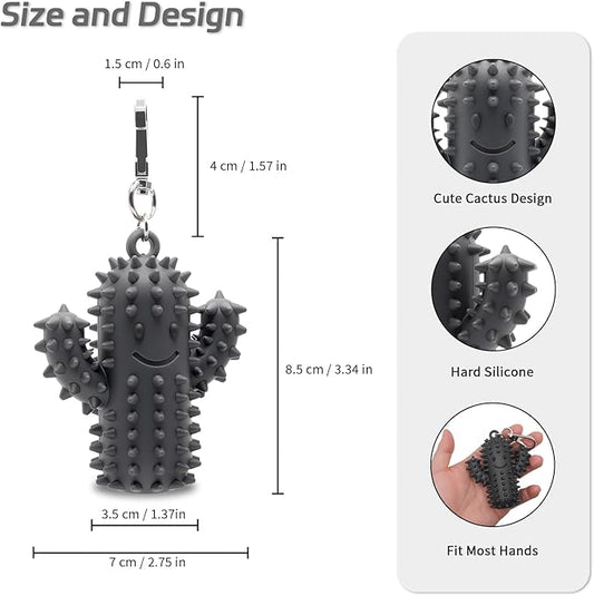 Little Ouchies Pain Fidget,Silicone Cactus Stim Tools for Adults, Sensory Pain Stim Fidget Toy , Spiky Grippy Stim Keychain, Anxiety Relief Items Fidget, Fun Gift for Friends and Family (Darkgrey)