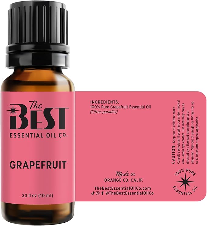 The Best Grapefruit Essential Oil- Premium Grade- 100% Pure & Natural for Aromatherapy, Diffuser, Spa, Massage, Air Freshener- 10 ml (.33 fl oz)