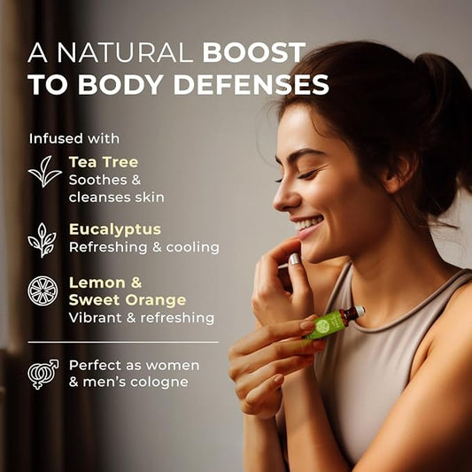 Gya Labs Health Guard Essential Oil Roll on - Protective On Guard Essential Oil Roller - 100% Pure Natural, Aromatherapy Blend with Tea Tree & Eucalyptus, Travel Size (0.34 Fl Oz)