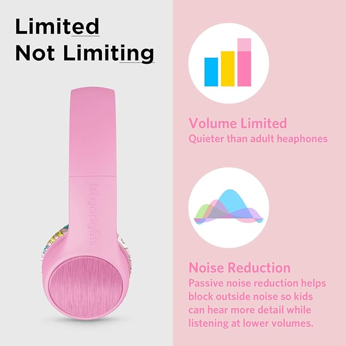 LilGadgets Connect+ Style On-Ear Kids Headphones with Microphone - SharePort Technology, SoftTouch Padding, Detachable Cable, Noise Reduction, Durable & Adjustable - Doughnuts - Wired Headphones