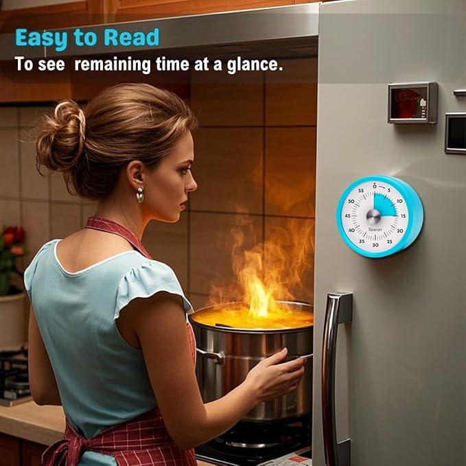 Searon Kitchen Timers for Cooking, Magnetic Visual Timer for Kids Teachers Classroom School ADHD Autism Oven or Adult with Special Needs (Blue)