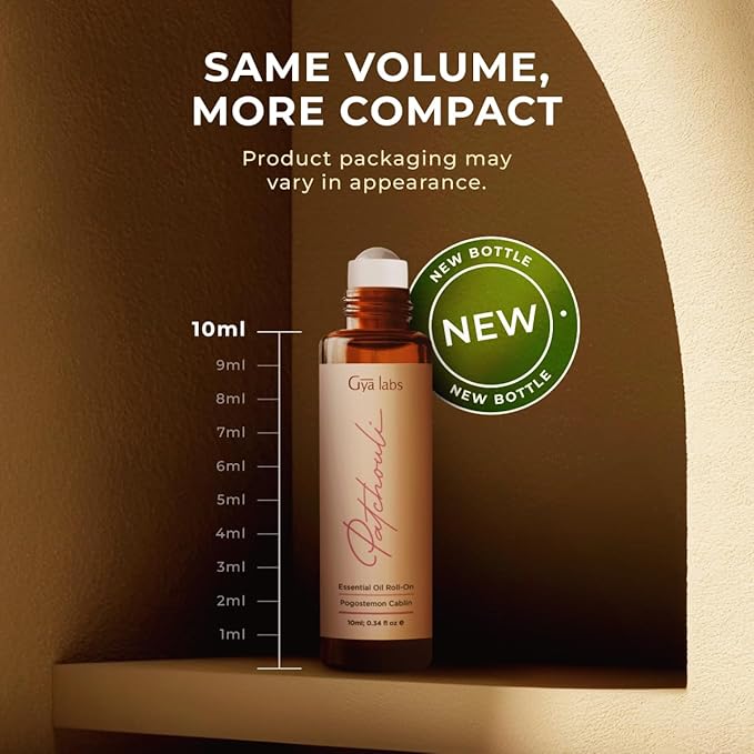 Gya Labs Patchouli Roll On, Luxurious Aroma for Confidence and Allure - Patchouli Essential Oil Roll On for Tranquillity and Inner Peace - 0.34 Fl Oz - Travel-Sized Convenience and Quick Absorption