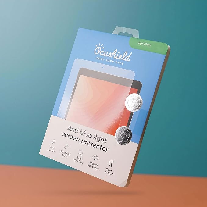 Ocushield Anti Blue Light Tempered Glass Screen Protector for Apple iPad 10.2" (2018 & 2020) 7th/8th/9th Generation - Blue Light Filter for iPad - Anti Glare - Protect Your Eyes & Improve Sleep