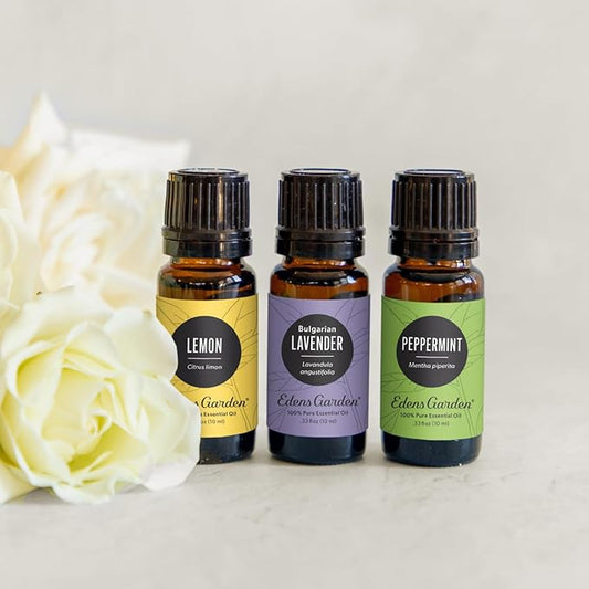 Edens Garden Top Essential Oils 3 Set – 100% Pure Therapeutic Grade, Undiluted Aromatherapy Scents: Lavender, Peppermint & Eucalyptus Oil for Diffusers & Home – Natural Wellness Gift, 10 ml/ 3 Pack
