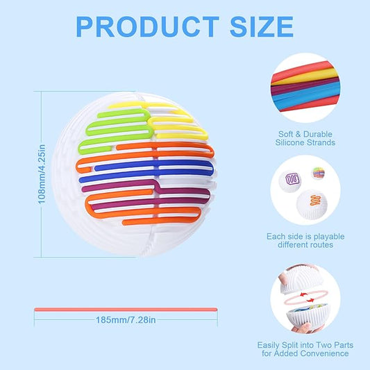 Sensory Fidget Toys Sensory Activity Ball Includes 24 Slicone Ropes for 3+ Kids & Adults with Autism, Calming Anxiety ADHD Occupational Therapy Toys