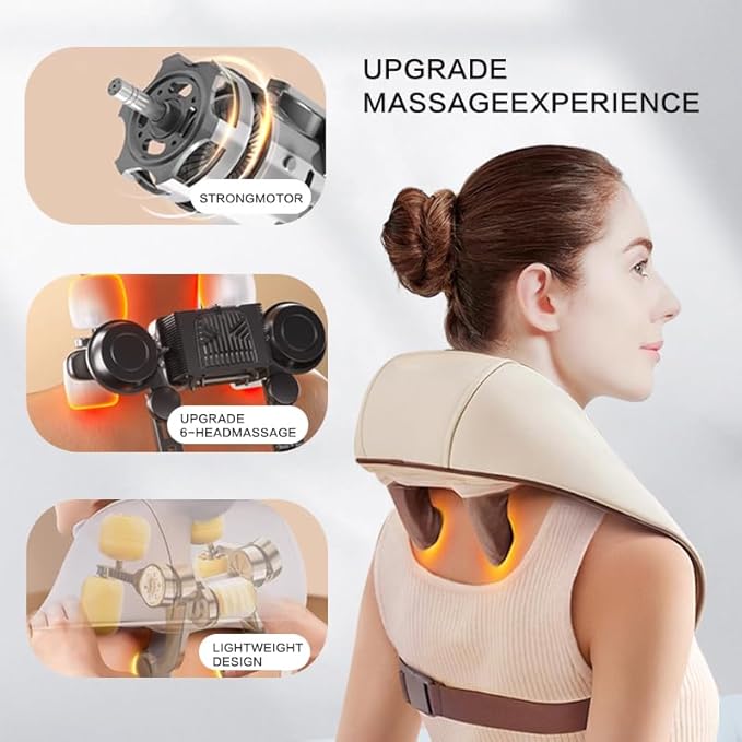 ZVZ 4D Kneading Shiatsu Deep Tissue Neck and Shoulder Massager with Heat, Portable Cordless Electric Massage for Muscle Relief Faster Pain Relief vs Massage Guns Ideal Gift for Home/Office/Car Travel