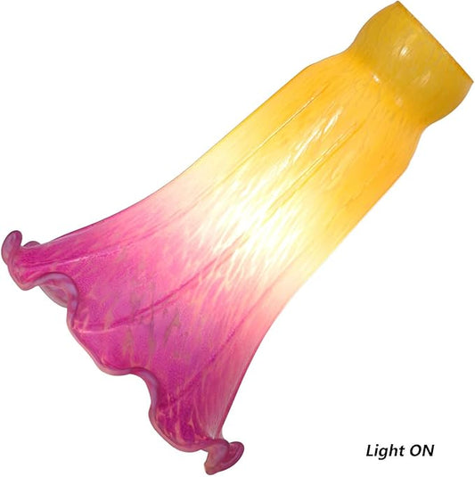 Bieye LS13 Lily Flower Blown Glass Lampshade (Yellow Purple, Opening I.D. 1.26" x O.D. 1.5")