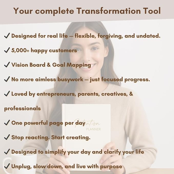 Pland Studio 90-Day Planner Journal β Undated Daily Goal Organizer in Alabaster Linen | Gratitude Journal, Habit Tracker, Vision Board, and Reflection Pages for Mindful Planning